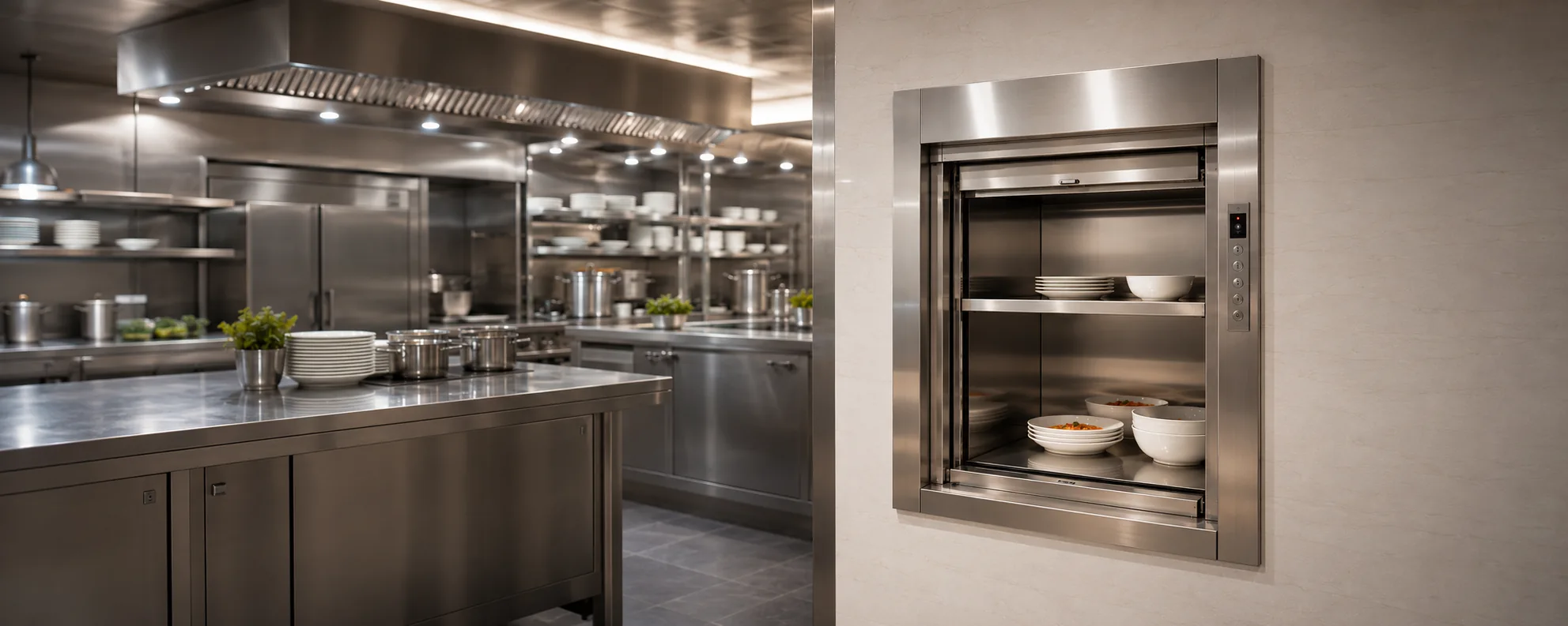 Compact dumbwaiter elevator for restaurants and hotels