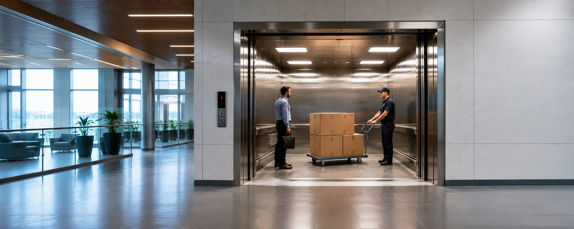 Goods cum passenger elevator in a retail building