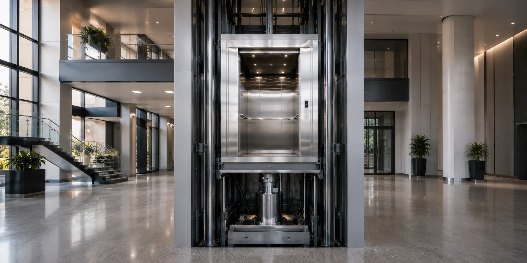 Hydraulic lift for a low-rise building
